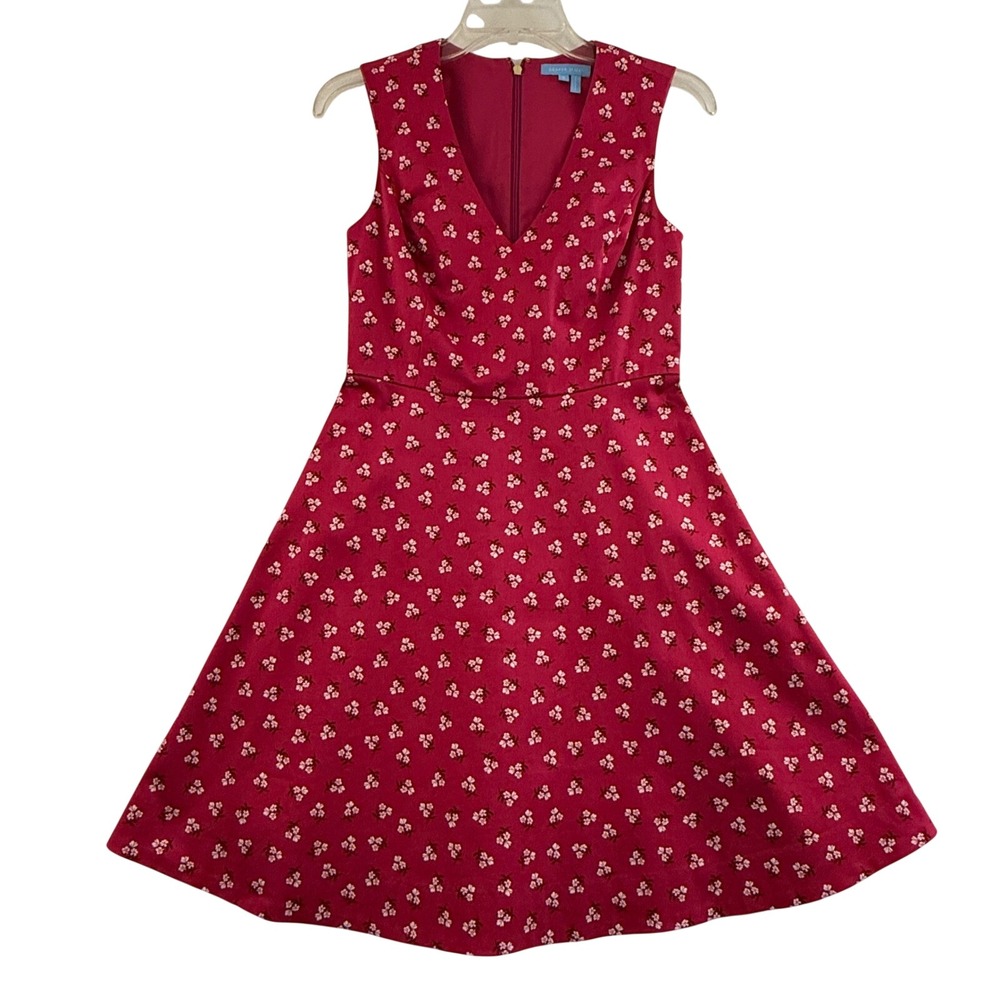 Draper James‎ Fit & Flare Dress Women 2  pink Floral V-Neck Sleeveless